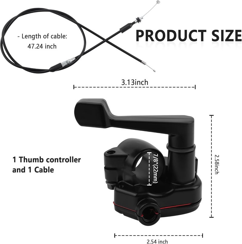 Stacool 7/8'' 22mm Thumb Throttle Kit with Throttle Cable,Aluminum Motorcycle/Mini Bike Throttle Cable Replacement,Universal Motorcycle Accessories for 50-250cc ATV Bike - Image 2